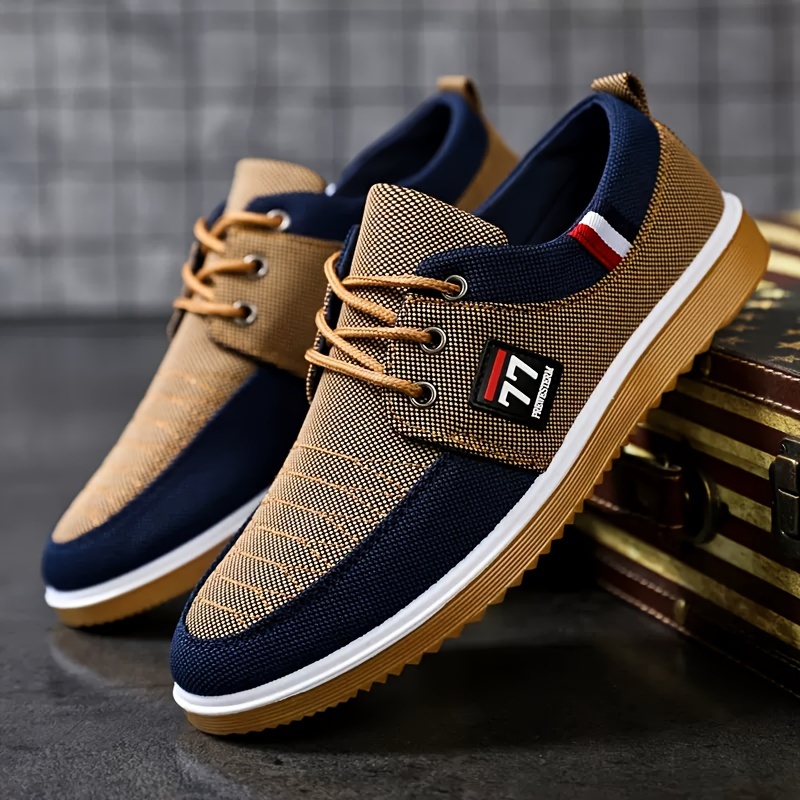 Knit Fabric Lace Up Sneakers - 새로운 트렌디한 남성용 신발: 캐주얼하고 활동적인