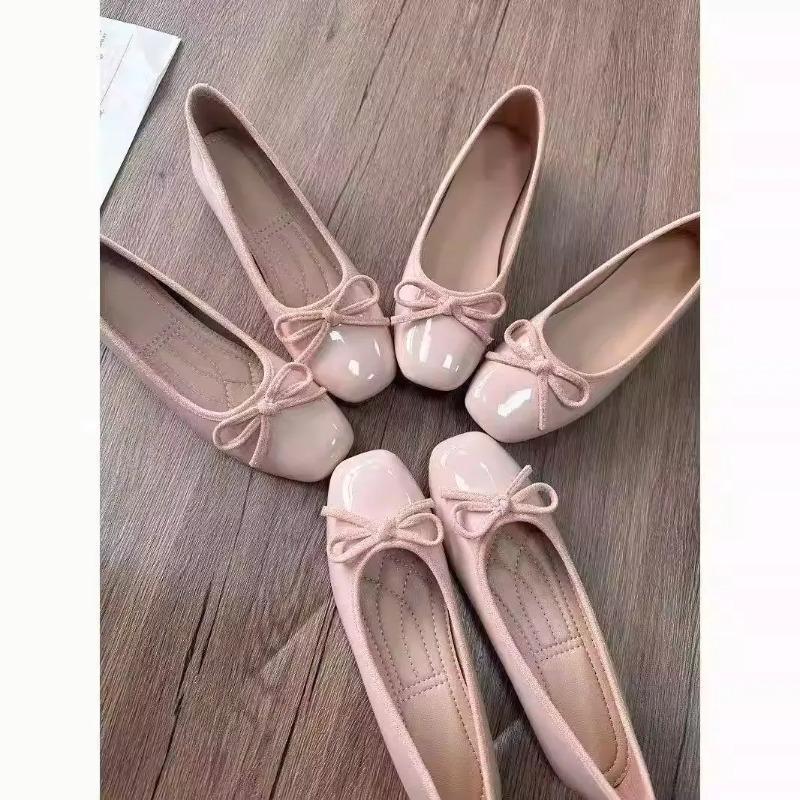 여성 발레 플랫 스퀘어 토 보우 노트 슬립온 에나멜 광 - Women'S Shoes 리뷰 및 가격