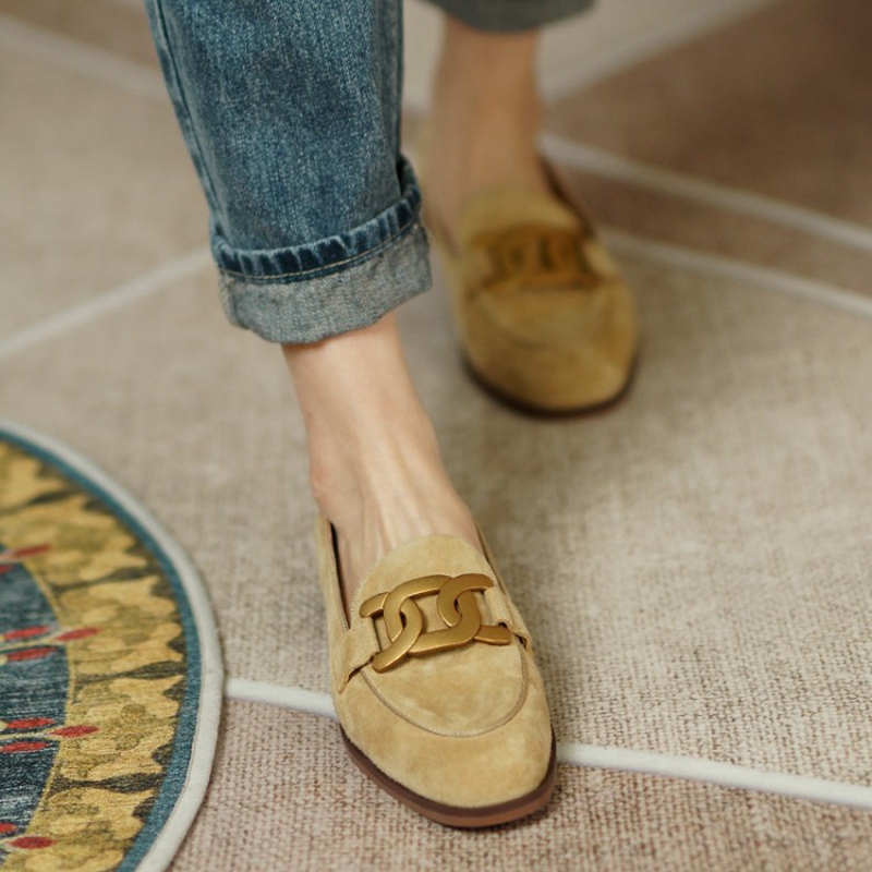여성용 스웨이드 가죽 로퍼, 로우힐, 라운드 토, 청키 - Women'S Shoes 리뷰 및 가격