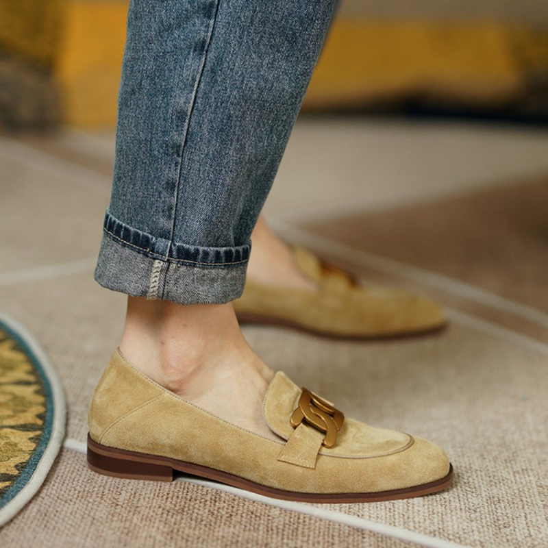 여성용 스웨이드 가죽 로퍼, 로우힐, 라운드 토, 청키 - Women'S Shoes 리뷰 및 가격