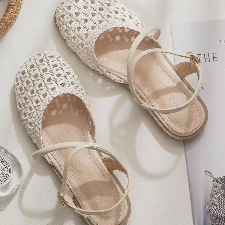 여성용 프렌치 스타일 클로즈드 토 샌들, 여름용 속이  - Sandals 리뷰 및 가격